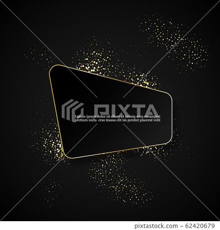 Gold background with festive lights on a black backdrop. Registration for celebrating birthdays, New Year, Christmas, Valentine s Day. Vector illustration 62420679