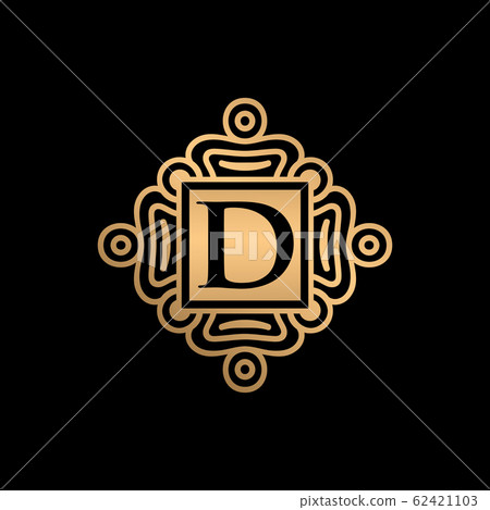 Gold ornament with Initial D letter logo design - Stock Illustration ...