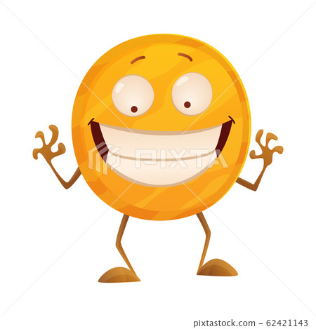 Smirk coin. Icon for the game apps interface. Cartoon image of funny golden coin with arms and legs, emotions on a white background. Vector illustration Smirk coin. Icon for the game apps interface. Cartoon image of funny golden coin with arms and legs, emotions on a white background. Vector illustration 62421143