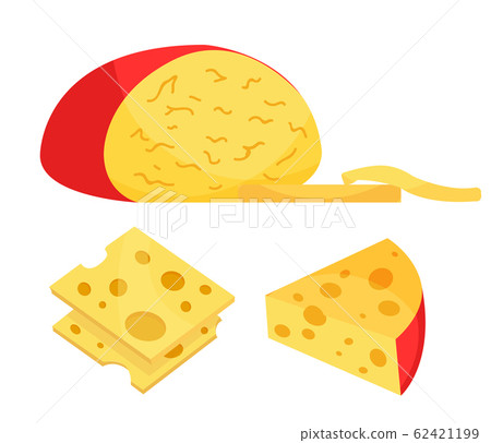 Sliced cheese. Modern flat style realistic vector illustration icons, isolated on white background 62421199