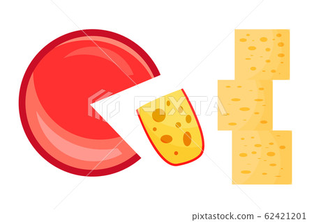 Sliced cheese. Modern flat style realistic vector illustration icons, isolated on white background Sliced cheese. Modern flat style realistic vector illustration icons, isolated on white background 62421201