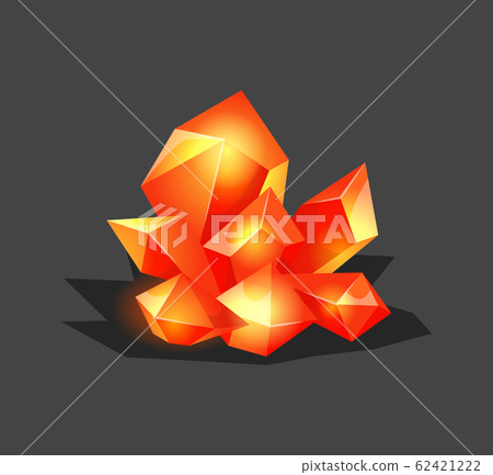 Crystalline stone or gem and precious gemstone for jewellery. Cartoon crystall icon decoration for games. 62421222