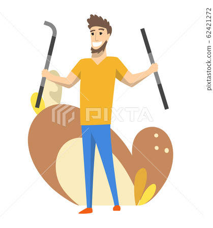 Builder man in uniform with work building tools Vector Image