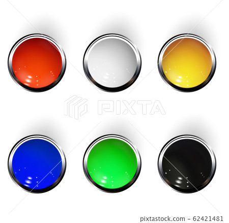 Realistic shiny button with metallic elements, vector. Realistic shiny button with metallic elements, vector. 62421481