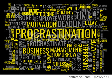 Concept in the form of a cloud of words associated with the term Procrastination Concept in the form of a cloud of words associated with the term Procrastination 62422445