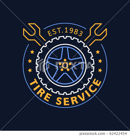 Tire and wheel service badge design, stock vector Tire and wheel service badge design, stock vector 62422454