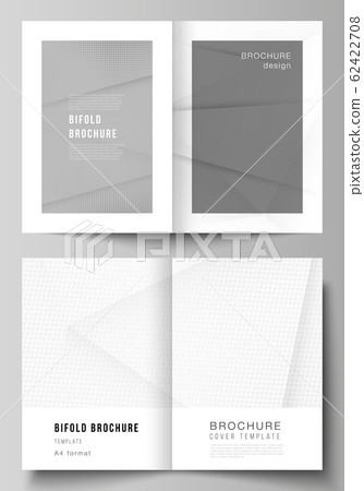Vector layout of two A4 cover mockups design templates for bifold brochure, flyer, cover design, book design, brochure cover. Halftone effect decoration with dots. Dotted pop art pattern decoration. 62422708