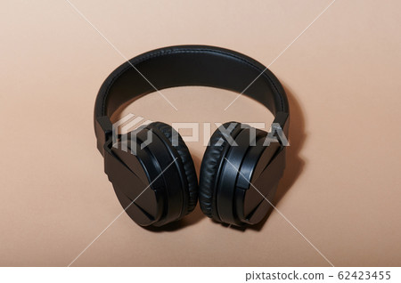 Close up of black headphones Close up of black headphones 62423455