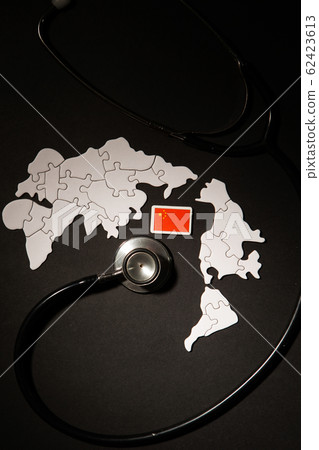 World map and Chinese flag New type pneumonia image World map and Chinese flag New type pneumonia image 62423613