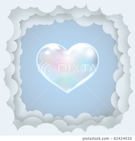 3D vector rainbow heart on cloud frame paper cut 62424010