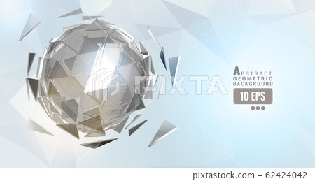 Abstract triangle sphere on low poly white BG 62424042