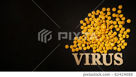Yellow pill and virus character Coronavirus image Yellow pill and virus character Coronavirus image 62424088