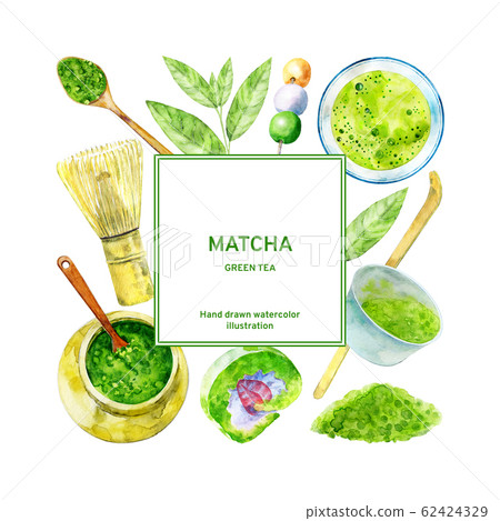 Matcha green tea in frame design. Matcha green tea in frame design. 62424329