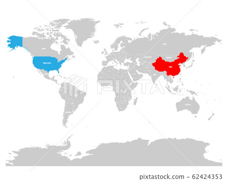 United States And China Highlighted On Stock Illustration