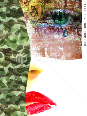 Mixed media. Contemporary woman portrait. 62424434