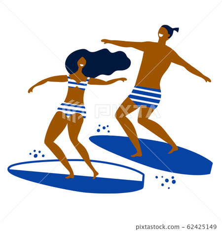 people on surfs ride on the waves on a white background 62425149