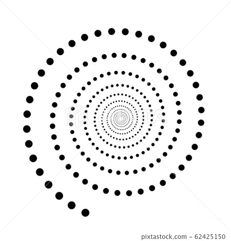 Black dotted spiral symbol. Simple flat vector design element 62425150