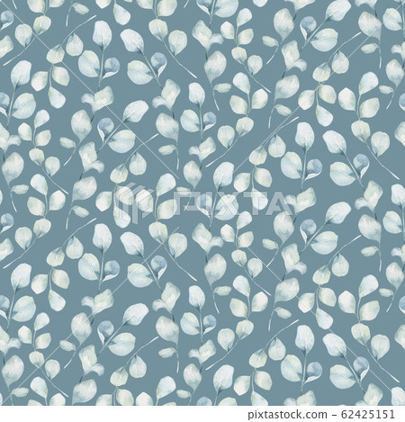 Seamless pattern of blossom pink cherry flowers in watercolor style with white background. Summer blooming japanese sakura branch decoration 62425151