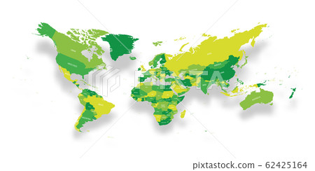 Modern political map of World. Distorted design with bent corners and dropped shadow. 3D effect vector illustration Modern political map of World. Distorted design with bent corners and dropped shadow. 3D effect vector illustration 62425164