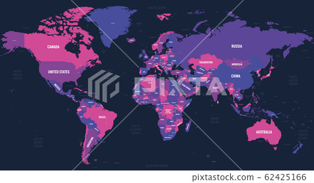 World map. High detailed political map of World with country, capital, ocean and sea names labeling World map. High detailed political map of World with country, capital, ocean and sea names labeling 62425166