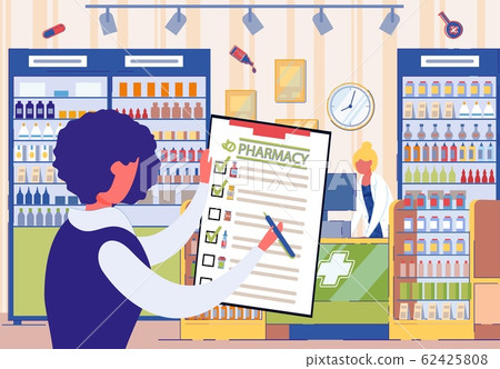 Checking Medicaments Purchases on Pharmacy List. Checking Medicaments Purchases on Pharmacy List. 62425808