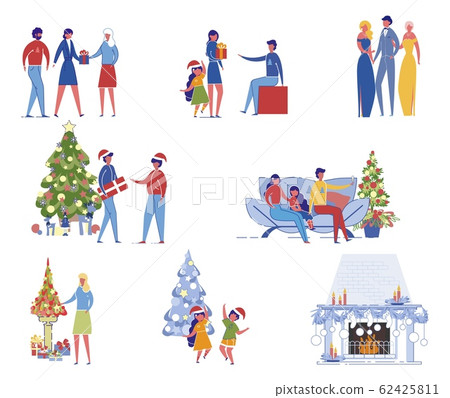 Christmas and New Year Set Isolated on White. Christmas and New Year Set Isolated on White. 62425811