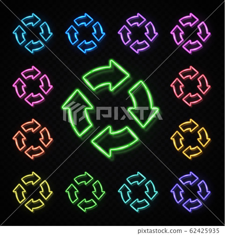 Color Neon 4 In Circle Arrows Set On Stock Illustration 62425935 Pixta