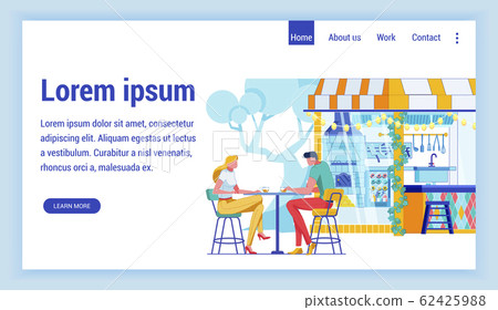 Lunch in Cafe Flat Vector Landing Page Template Lunch in Cafe Flat Vector Landing Page Template 62425988