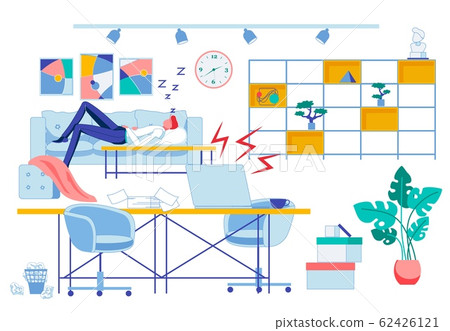Sleep at Work, Rest Room Flat Vector Illustration Sleep at Work, Rest Room Flat Vector Illustration 62426121