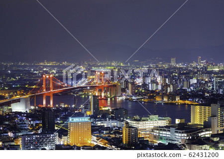 Night view from Mt. Takatou Wakato Bridge illuminated 62431200