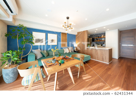 Living room kitchen dining interior image 62431344