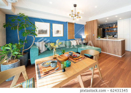 Living room kitchen dining interior image 62431345