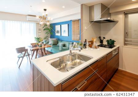 Living room kitchen dining interior image 62431347