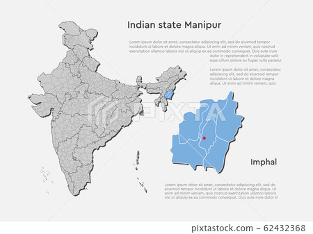 India country map and Manipur state template 62432368