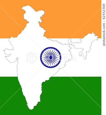 India country map and flag silhouette template 62432369