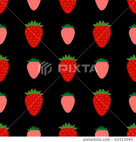 Strawberry pattern. Seamless repeated fruit design. Red berry background. Flat cartoon style. Great Strawberry pattern. Seamless repeated fruit design. Red berry background. Flat cartoon style. Great 62433040