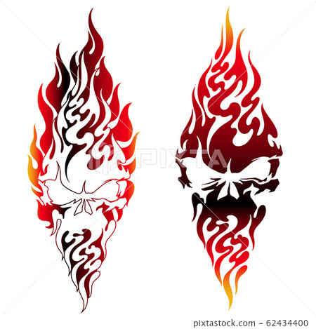 Skull and flame illustrations, 62434400