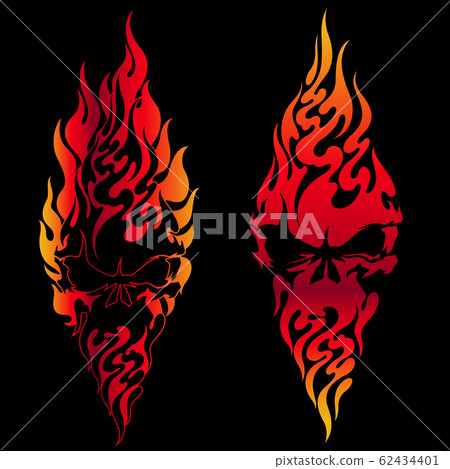 Skull and flame illustrations, 62434401