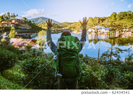 Asian man Camping Hiking Journey Travel Trek Concept, Holiday travel, Travel relax Asian man Camping Hiking Journey Travel Trek Concept, Holiday travel, Travel relax 62434541