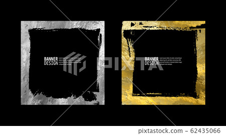 Square golden silver frame set on a black 62435066