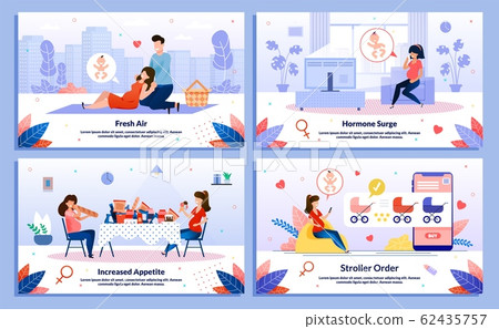 Pregnant Woman Happy Life Routines Vector Posters Pregnant Woman Happy Life Routines Vector Posters 62435757