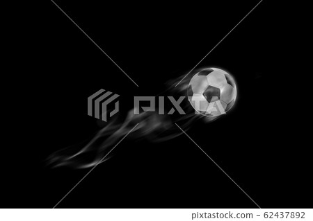 Soccer ball movement with smoke isolated on black 62437892