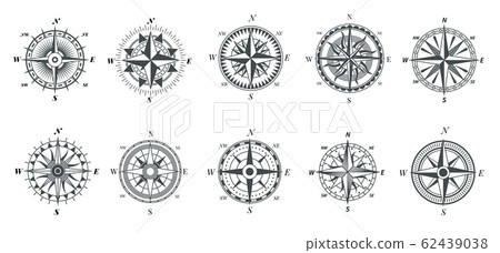 compass vector retro