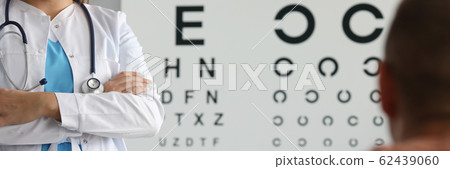 Patient at eyesight check Patient at eyesight check 62439060