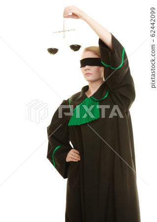 woman barrister holding scales. woman barrister holding scales. 62442099