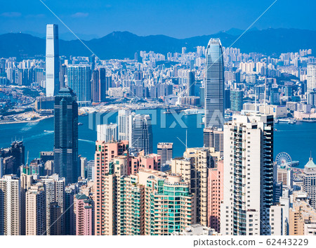 香港@勝利峰的摩天大樓和維多利亞港 62443229