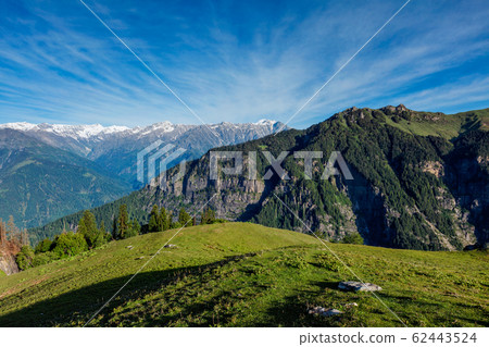 Spring in Kullu valley in Himalaya mountains. Himachal Pradesh, India 62443524