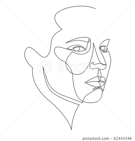 One line girl or woman portrait design. Hand drawn minimalism style vector illustration One line girl or woman portrait design. Hand drawn minimalism style vector illustration 62443546