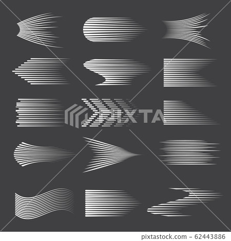 Speed lines. Drawn halftone gradient cartoon lines manga comic shading vector set 62443886