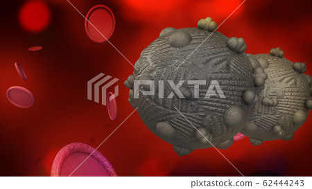 The virus in dark tone 3d rendering for medicine and healthcare content. The virus in dark tone 3d rendering for medicine and healthcare content. 62444243